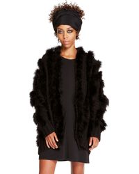 DKNY Feather Open Front Cardigan - Lyst