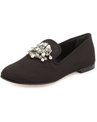 Giuseppe Zanotti Fabric Loafer With Jeweled Detail - Lyst