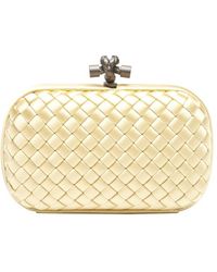 Bottega Veneta Light Yellow Intrecciato Satin 'Knot' Clutch - Lyst