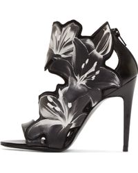 Pierre Hardy Black And White Laser_Cut Lily Heels - Lyst
