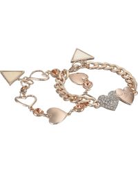 Guess Double Heart Bracelet With Triangle - Lyst
