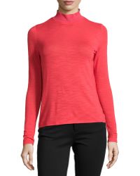 Halston Heritage Long-Sleeve Slub Turtleneck Top - Lyst
