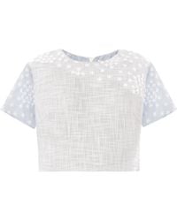 Honor Birch Daisyembellished Tweed Top - Lyst