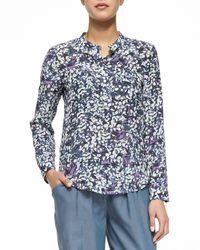 Rebecca Taylor Long-Sleeve Floral Printed Blouse - Lyst