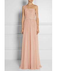 Elie Saab Pleated One-Shoulder Silk-Chiffon Gown - Lyst