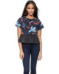 Suno Floral Scuba Pleated Tee - Abstract Floral - Lyst