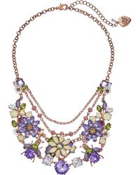 Betsey Johnson Spring Fling Purple Flower Chain Frontal Necklace - Lyst