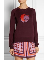 Anna Sui + James Coviello Cat-Intarsia Wool-Blend Sweater - Lyst