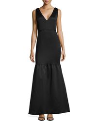 Halston Heritage Matelasse Satin Drop-Waist Gown - Lyst