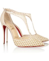 Christian Louboutin Salonu 100 Embroidered Mesh And Leather Pumps - Lyst