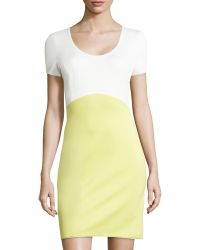 Halston Heritage Short-Sleeve Colorblock Ponte Dress - Lyst