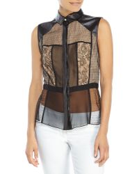 Jason Wu Black Sleeveless Mixed Media Shirt - Lyst