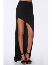 black thigh split maxi skirt