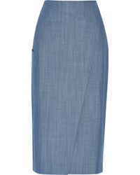 Tibi Denim Midi Skirt - Lyst