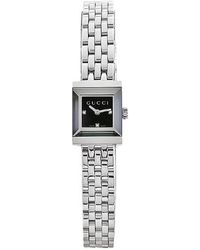 Gucci Women'S G-Frame Black Diamond Dial Stainless Steel Bracelet - Lyst