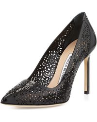 Manolo Blahnik Patent Laser Cut Pump - Lyst