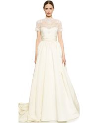 Marchesa Lace Bodice Ball Gown - Ivory - Lyst