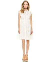 Rebecca Taylor Floral Lace Dress - Cream - Lyst