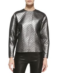 Michael Kors Quilted Lame Raglan Shell - Lyst