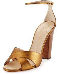 Giuseppe Zanotti Metallic Crisscross Sandal - Lyst