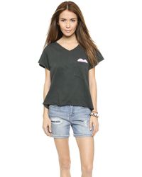 Wildfox Heart Pocket Tee - Dirty Black - Lyst