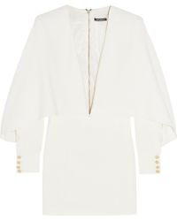 Balmain Cape-Effect Crepe Mini Dress - Lyst