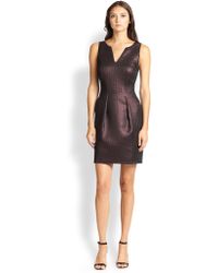 Kay Unger Metallic Jacquard Lace-Detail Dress - Lyst