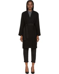 Isabel Marant Black Wool Belted Terry Coat - Lyst