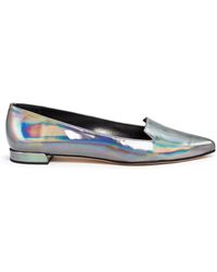 Stuart Weitzman 'Rialto' Holographic Leather Slip-Ons - Lyst