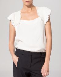 Maje Top - Smocked Ruffle Trim - Lyst