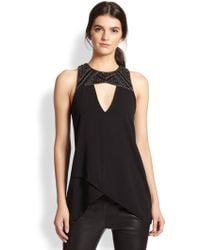Sachin & Babi Henna Beaded Faux Leather-Yoke Crossover Top - Lyst