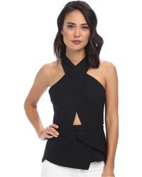 BCBGMAXAZRIA Remmie Criss-Cross Halter Peplum Top - Lyst