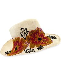 Etro Floral Embroidered Straw Canvas Hat - Lyst