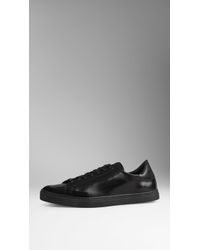 Burberry Leather Trainers With Suede Trim - Lyst