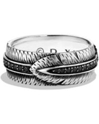 David Yurman Frontier Band Ring With Black Diamonds - Lyst