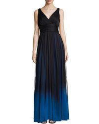Halston Heritage Sleeveless V-Neck Ombre Gown - Lyst