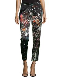 J. Mendel Slim Splatter-Print Silk Trousers - Lyst