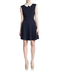 Betsey Johnson Faux Pearl-Collar Flared Dress - Lyst
