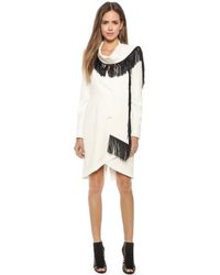 BCBGMAXAZRIA Paola Fringe Dress - Off White - Lyst
