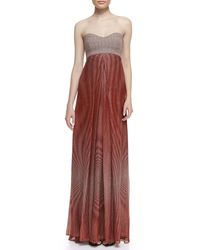 Diane Von Furstenberg Adrianna Strapless Pleatedfront Ball Gown Lantern Dot Russe - Lyst