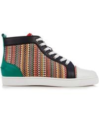 Christian Louboutin Luis Woven-Leather High-Top Sneakers - Lyst