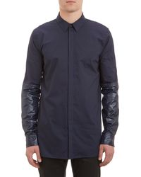 Helmut Lang Nylon-Sleeve Shirt - Lyst