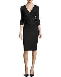 Donna Karan New York V Neck Dress With Crisscross Front - Lyst