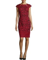 Tadashi Shoji Cap-Sleeve Embroidered Lace Cocktail Dress - Lyst
