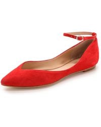 Belle By Sigerson Morrison Sable Ankle Strap Flats - Red - Lyst