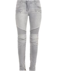 Balmain Mid-Rise Skinny Biker Jeans - Lyst