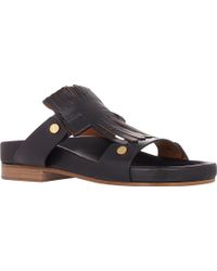 Chloé Fringe T-Strap Slides - Lyst