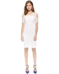 Yigal Azrouel Mesh Ottoman Cutout Dress - Optic - Lyst