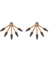 Pamela Love White Diamond, Black Diamond & Rose Gold Five Spike Earrings - Lyst