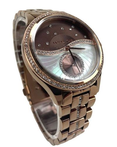 Michael Kors Mk3757 Lauryn Sable Tone Stainless Steel Rose Glitz Wrist